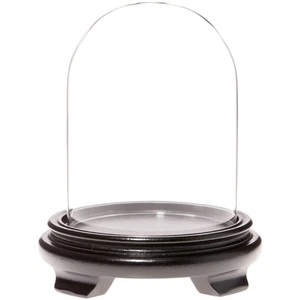 Plymor 4.5" x 6" Glass Display Dome Cloche (Black Wood Veneer Footed Base) - Picture 1 of 1