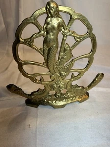 Statuina ninfa marina art deco vintage pezzo da supporto ciotola pesce? Metallo - Foto 1 di 13