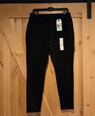 ¡Nuevo! Pantalones de mezclilla ajustados Time and Tru para mujer talla 12 Petite tiro alto negros 30x27" Foto 1 de 4