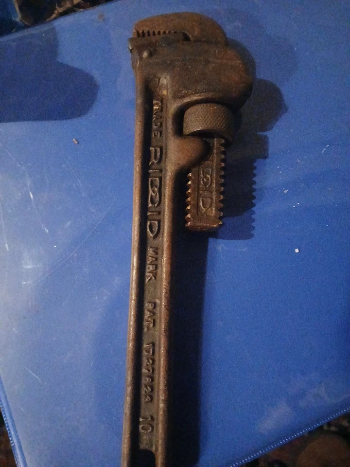 Chave ajustável vintage RIDGID 10 polegadas Elyria O. Feito nos EUA  - Imagem 1 de 4