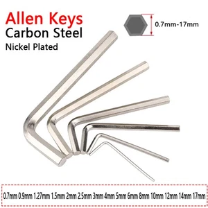 Hex Allen Key Metric 0.7mm to 17mm Wrench Hexagonal Allan L-Key Nickel Plated - Picture 1 of 22