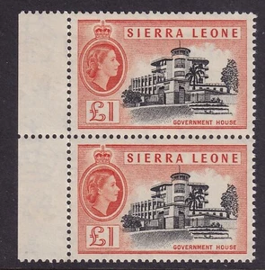 SIERRA LEONE = 1956 £1 Black & Orange pair- SG222- MNH - Picture 1 of 2