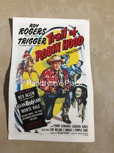 Old Roy Rogers Cowboy Film 5-1/4" x 3" Karte, Spur von Robin Hood 1950 - Bild 1 von 5