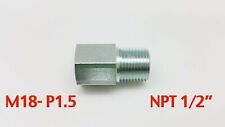 Steel Adaptor NPT 1/2" Male to M18x1.5 Female Fittings HEX 24 L=43mm/1.7inch