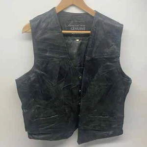 Men's Black Leather Vest by Navarre Leather Company Genuine Leather - Picture 1 of 11
