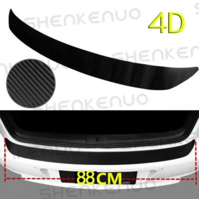 4D Carbon Fiber Auto Rear Bumper Trunk Tail Lips Protection Car Decal Sticker 1X - Image 1 of 4