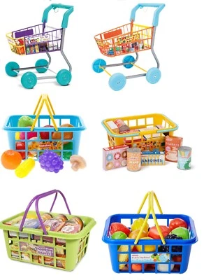 CASDON Carrello della Spesa per Bambini con Cibo Finto Giocattolo Colorato Bambini Regalo Gioco di Ruolo