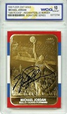 Michael Jordan 1998 Fleer GEMMT-10 23KT Oro 1986 Autografato Rookie Card