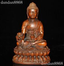 Tibetan Buddhism Boxwood wood Carved Sakyamuni Shakyamuni Medicine Buddha Statue