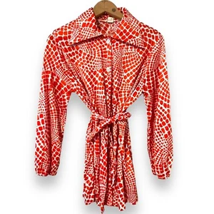 Cole of California Vintage 60 Orange Button Up Blouse Shirt Top Womens Medium - Picture 1 of 12