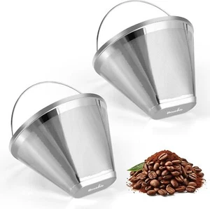 Bouaid Stainless Steel Reusable #4 Coffee Filter - Fits Ninja Coffee Maker 2 Pk - Picture 1 of 3