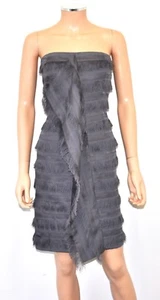 BANANA REPUBLIC Strapless Gray Ruffle Fringe Tiered Dress - Sz 4, Small - Picture 1 of 10