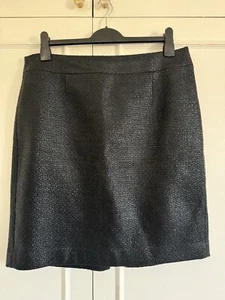 Banana Republic Black Embossed Weave Shimmer Short Skirt, Size UK 16, Excellent - Picture 1 of 10