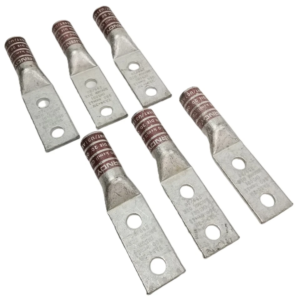 6 BURNDY YA342N 2-Hole Lug Copper Compression Connector Straight 500 KCMIL NEW - Image 1 of 4
