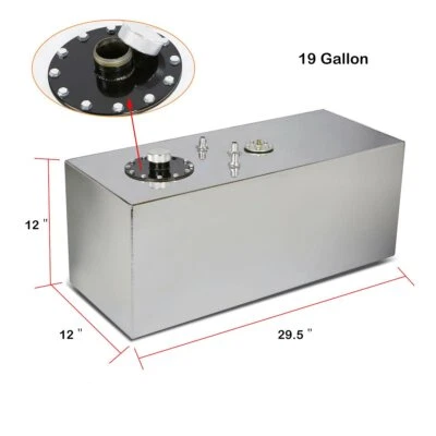 19 Gallon Aluminum Racing Drift Fuel Cell Gas Tank w/ Cap & Level Sender Sliver Foto 1 de 4