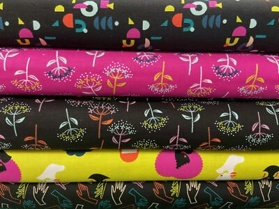 Ruby Star Society Adorn Cotton Fabric by 1/4 Metre* Floral Hands Shapes Pink - Image 1 of 4