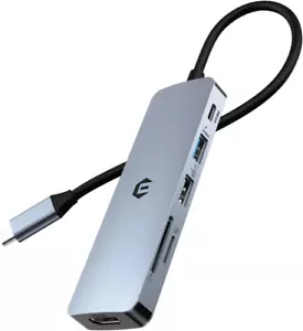 USB C HUB, 6 in 1 USB Adapter, 4K HDMI, 100W PD, USB 3.0 Ports, USB 2.0 Ports, a - Picture 1 of 7