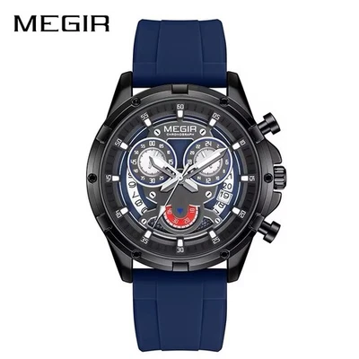 MEGIR Reloj Hombre Cuarzo Impermeable Cronógrafo Con Calendario -Correa Silicona Foto 1 de 4