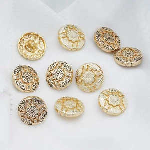 5pc Vintage Gold Metal Button with Enamel Flower for Clothing DIY Craft 18-23mm - Picture 1 of 8