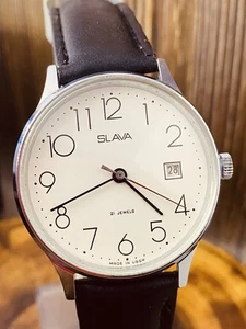 Reloj Pulsera URSS Slava 21 Joyas Mecánico Soviético Nace Dail De Colección #6787 - Imagen 1 de 23