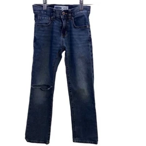 Old Navy Boys 8 Slim Bootcut Distressed Hole In Knee Blue Jeans Built In Flex - Picture 1 of 8