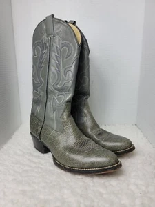 Vtg Morgan & Miller Boots Men's Size 9E Gray Bullhide Leather Western Cowboy - Picture 1 of 10