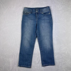 Code Bleu Jeans Womens 8 Regular Blue Annette Straight Rhinestones Embroidered - Picture 1 of 18