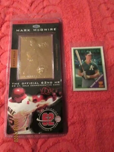 1998 Fleer Mark McGwire 62nd HR 23KT Gold Commemorative Card PLUS Topps Rookie - Picture 1 of 3