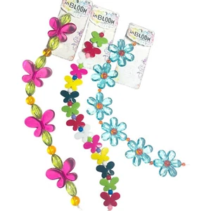 Bead Lot Flower Butterfly Summer Floral 3 Strands in Bloom Big Bright Colorful - Picture 1 of 21