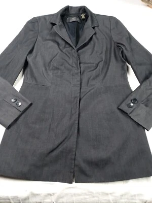 Jaqueta terno blazer Dana Buchman feminina 10 preta 4 botões fantasmas carreira escritório - Imagem 1 de 4