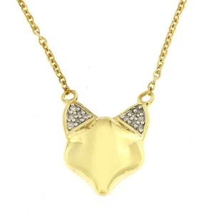14K Oro Amarillo Chapado 0.15ct Brillante Corte VVS1 Imitación Fox Colgante - Imagen 1 de 3