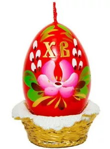 Egg in a Basket EASTER CANDLE, ORTHODOX PASKHA XB DECOR, Unscented 4-inch - Picture 1 of 2