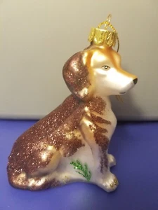 Entzückende Glas sitzender Welpe Hund Ornament Neu im Karton - Bild 1 von 3