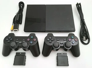 2 WIRELESS CONTROLLERS Sony PS2 SLIM Game System Gaming Console PLAYSTATION-2 - Picture 1 of 7