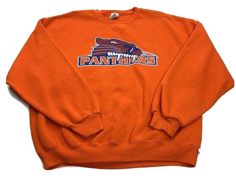 Vintage Florida Panthers Sweatshirt Orange Russell Athletic Mens XL Hockey Cover