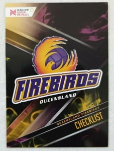 2019 Suncorp Super Netball Base Card 56 Queensland Firebirds Checklist - Picture 1 of 2