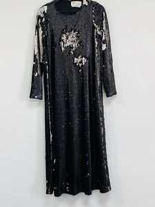 DAVID SZETO DRESS UK 10 (36) grigio metallizzato argento abito firmato LUNGO e pesante - Foto 1 di 17