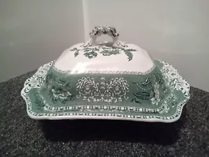 Copeland Spode grün Camilla groß 12 Zoll lang bedeckt Servierschüssel mit Deckel - Bild 1 von 12