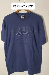 Vintage T-Shirt 90er Pepsi "100 Prozent" blau XL Einzelnaht - Bild 1 von 5