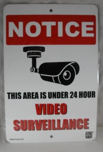 Notice Area Under 24 Hour Video Surveillance Security Warning Metal Outdoor Sign - Picture 1 of 6