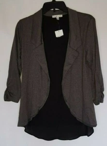 Moa Moa Open Front 3/4 Sleeve Cardigan Size L (Juniors) Color Charcoal NWT - Picture 1 of 8