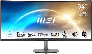 PRO MP341CQ 34" Ultrawide Business Monitor, WUQHD 3440X1440, 1500R Curved, IPS, - Picture 1 of 7