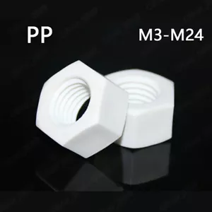 PP Polypropylen Kunststoff Sechskantmuttern Sechskantmuttern M3 M4 M5 M6 M8 M10 M12 M14-M24 - Bild 1 von 5