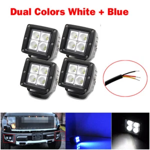 4X 3" Blue White Dual Colors LED Work Light Flood Beam Pods Fog Lamp Driving ATV - Picture 1 of 13