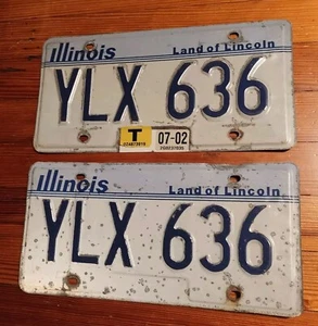 2002 Illinois IL License Plate Matching Pair YLX636 - Picture 1 of 2
