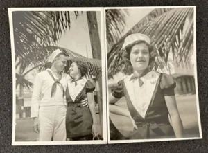 Foto marinero en blanco y negro 1939 con enfermera hawaiana romance - Imagen 1 de 15