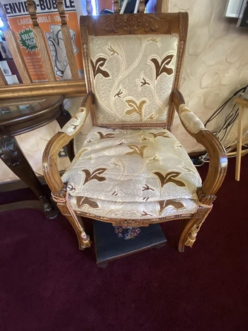 Arm Chair Mid Century French Walnut Louis XV Fauteuil Double Cushion & Tassels Cover