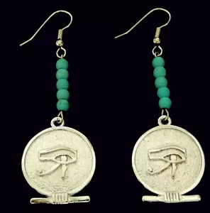 NEW! Eye of Horus/ Udjat Eye/ Cartouche /Silver Tone /Turq. Beads / Hand Crafted - Picture 1 of 3