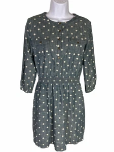 Vestido Brooks Brothers Azul Lunares Cambray Denim Manga Larga Para Mujer Talla 6” - Imagen 1 de 5