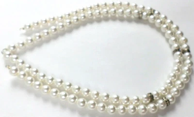 4 - Ganchos vintage de diamantes de imitación de 15" blanco de 8 mm perlas hebras de diamantes de imitación ambos extremos Foto 1 de 4